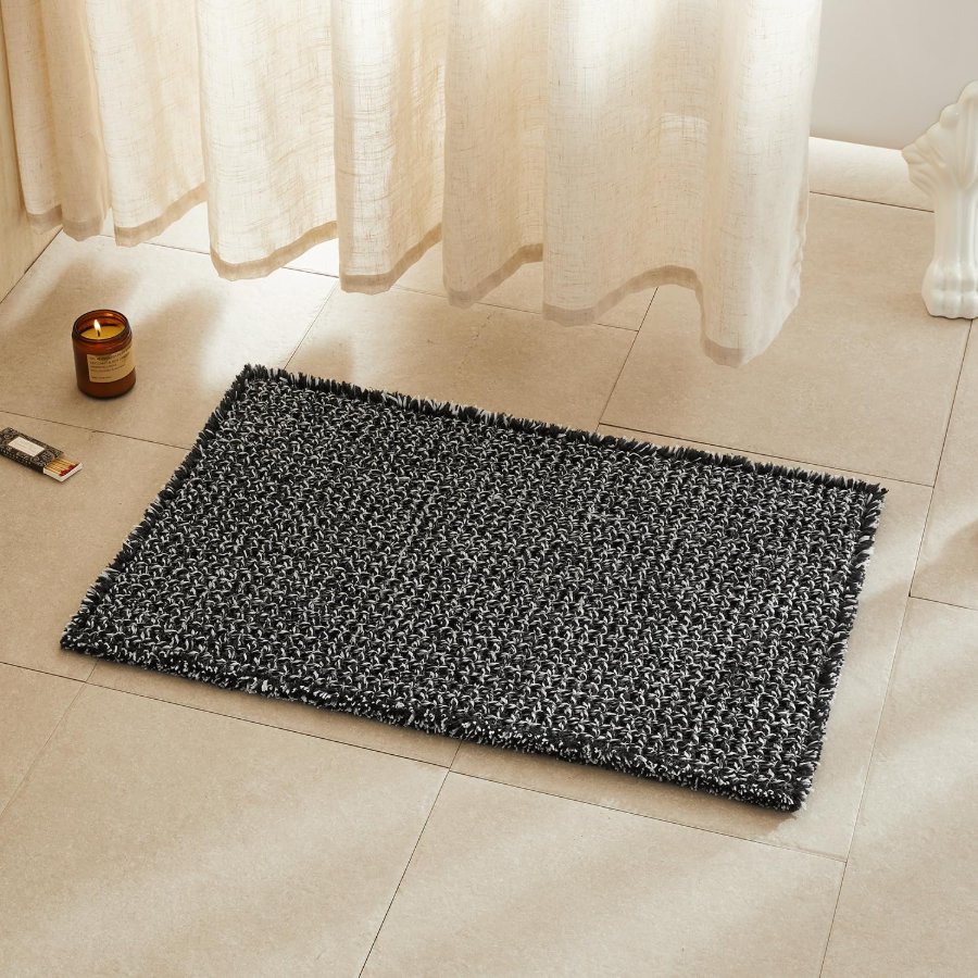 TYUU Black and White Bathroom Rugs