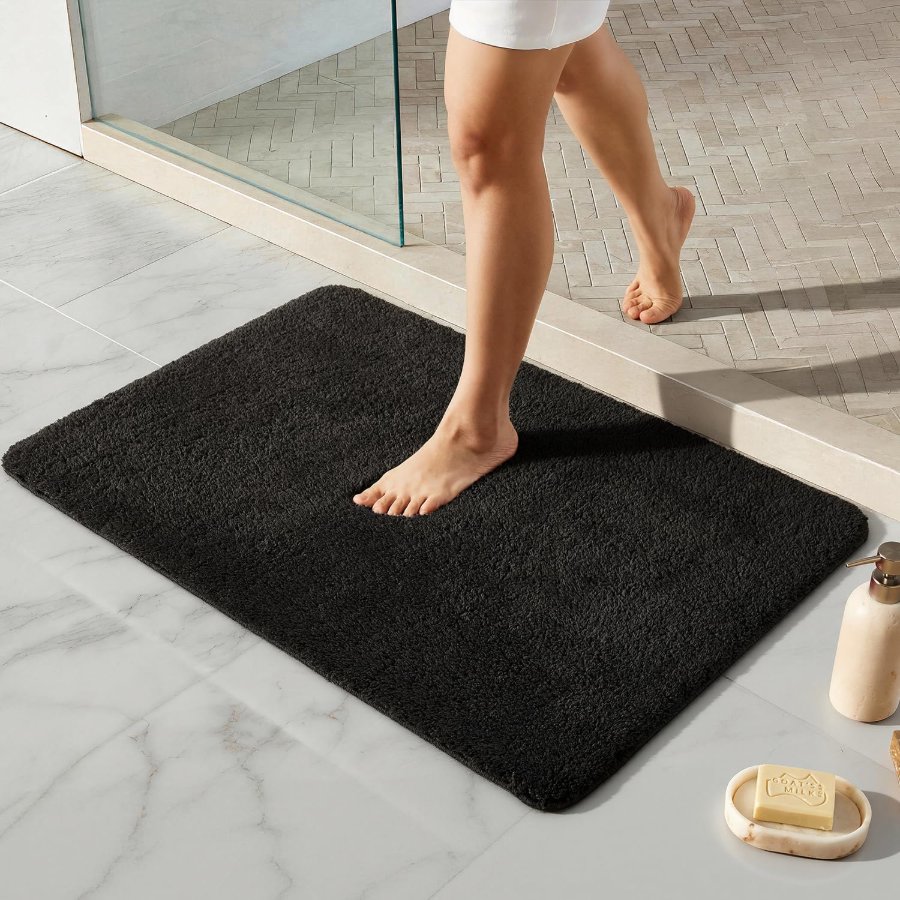 TYUU Black Bathroom Rug