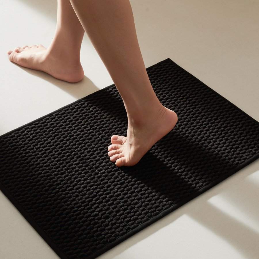TYUU Black Bathroom Rugs