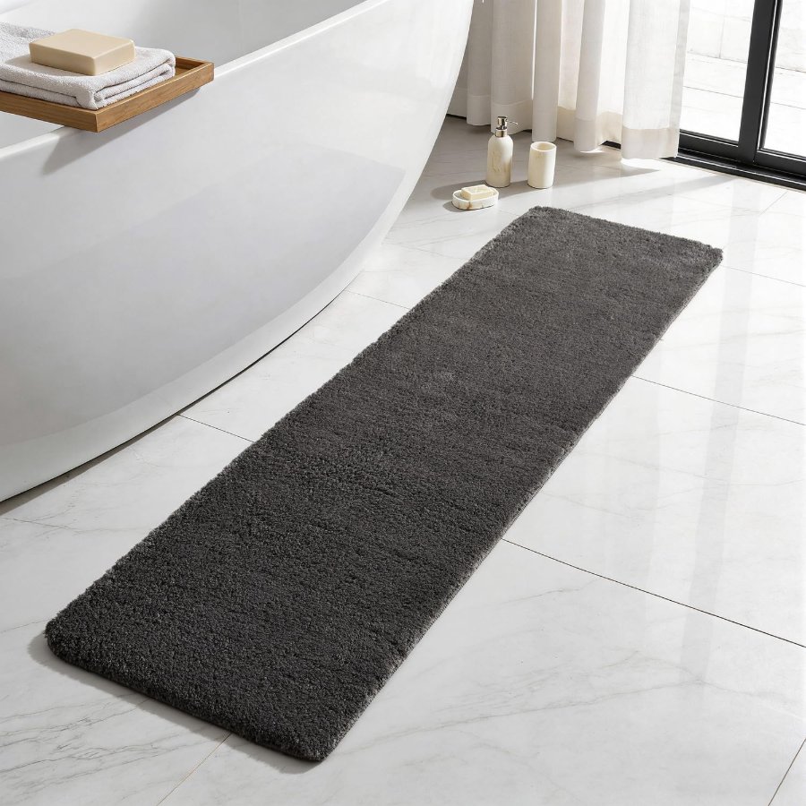 TYUU Dark Grey Bathroom Runner Rugs