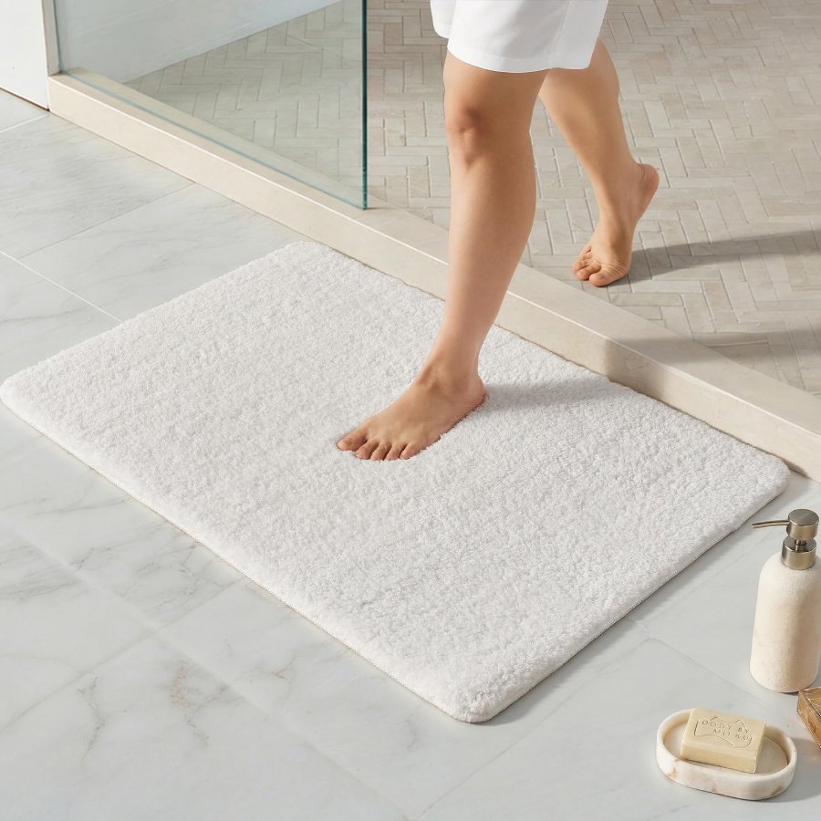TYUU White Bathroom Rugs